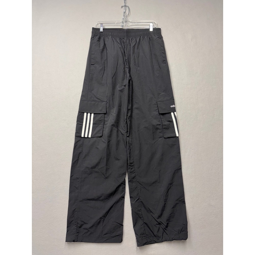 Adidas Cargo Track Pants Mens L Black Originals 3-Stripe Wide Leg Y2K Style